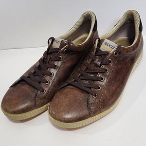 Ecco Men's Tie Derby Oxfords EU 43‎ Brown Distressed Shoes